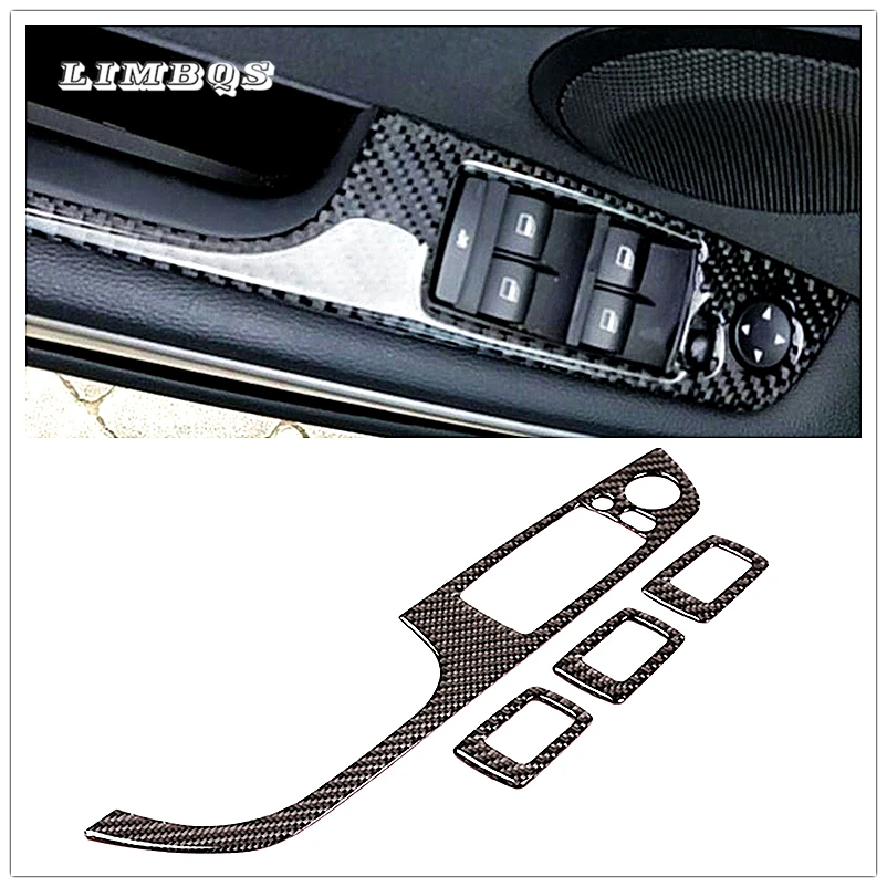 

Door Window Switch Lift Button panel Cover Frame Trim Stickers For LHD BMW 3 Series E90 E92 2005-2012 Carbon Fiber Car styling
