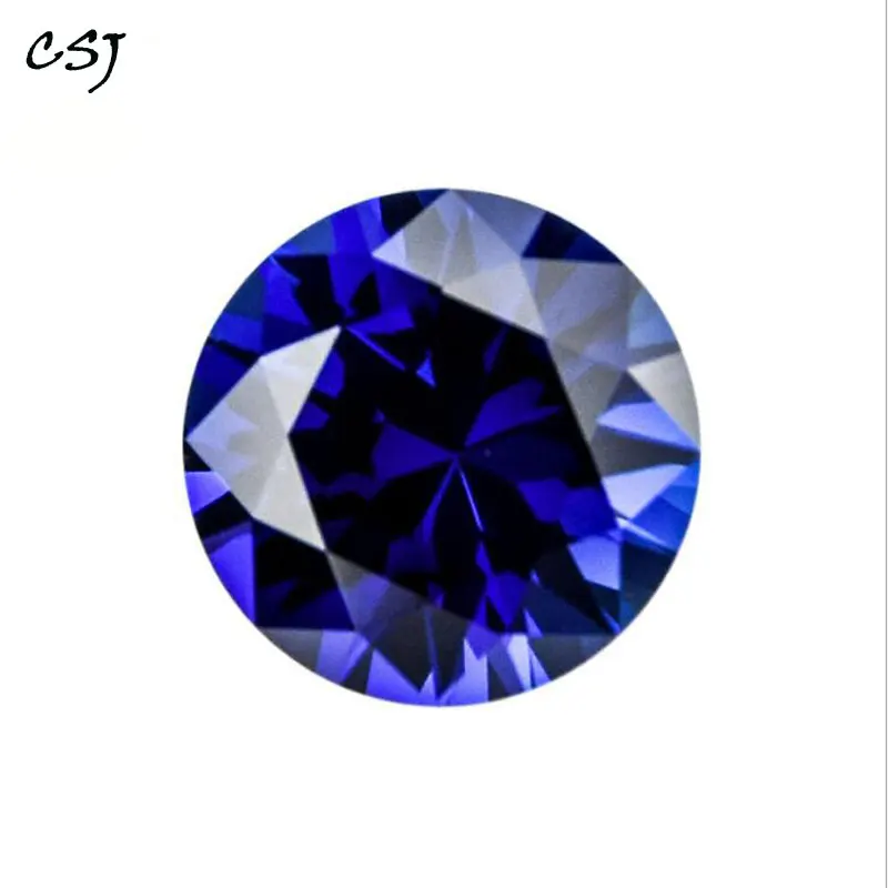 CSJ Created Sapphire Round Cut Loose Gemstone Blue Corundum For Diy Fine Jewelry 925 Silver Mounting Color Change Stone