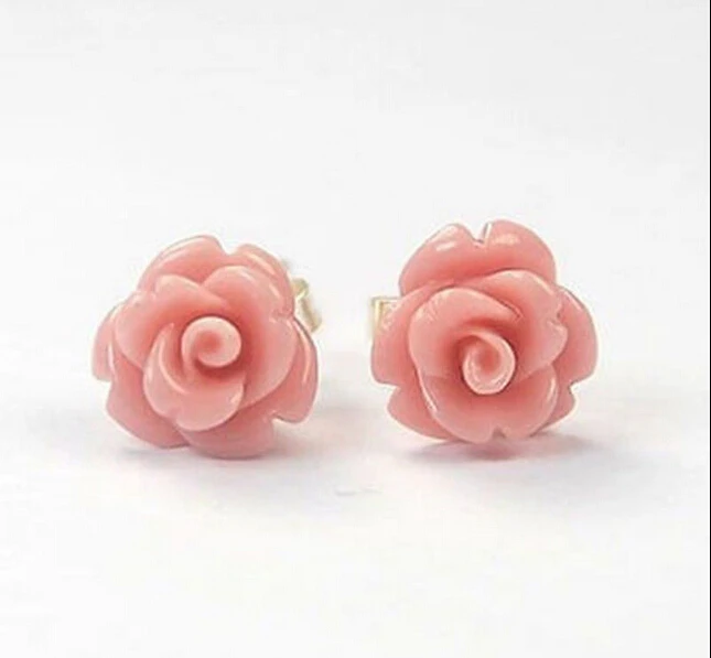 

Hot selling> Free shipping@@@@@ Mother Pearl Shell Pink Rose Flower 925 Sterling Silver Stud Earrings Fashion -Bride jewelry fre