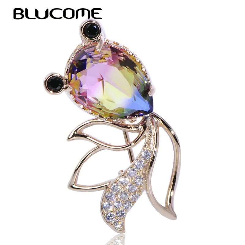 Женская Брошь с градиентом Blucome брошь Золотая рыбка украшенная разноцветными