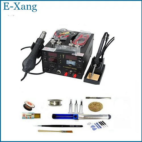 

110V or 220V Saike 909D 3 in 1 Heat Air Gun Solder Iron Soldering Station + Power Supply