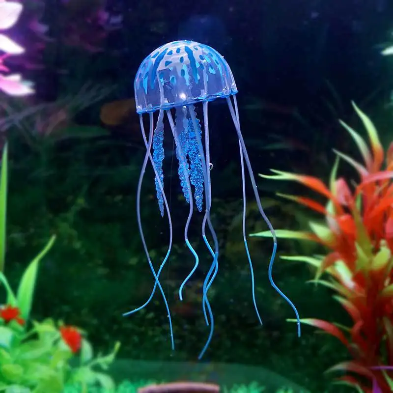Светящийся эффект, украшение для аквариума, искусственные, силиконовые, яркие Медузы - Цвет: Синий