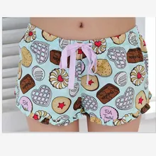 Хлопок, летние штаны для сна с милым рисунком печенья, натуральный цвет, высокое качество для женщин