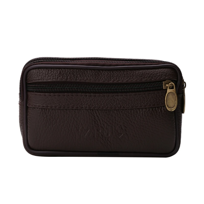 

THINKTHENDO Men Leather Pouch Belt Mobile Phone Pocket Pack Waist Bag New Fashion Brown Color Waist Belt Bags