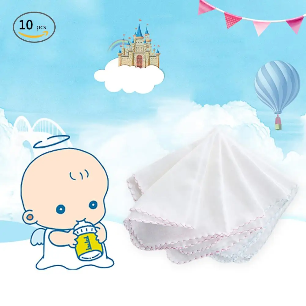 

10 PCS 32*32 Purified Cotton Large Solid Color Gauze Handkerchief Nursing Towel Square Towel Bib Saliva Towel for Baby Random De