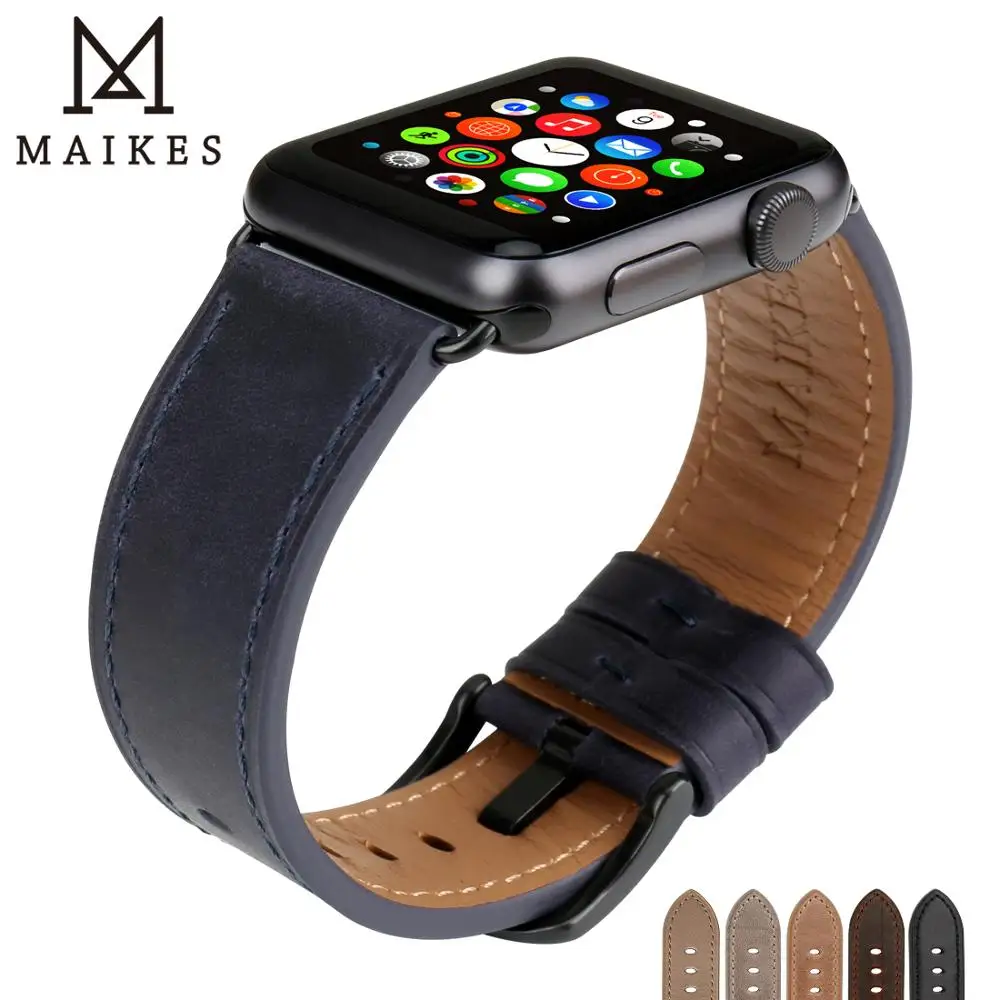 

MAIKES Watch Bracelets Watchband for iwatch Band 42mm 38mm Apple Watch Strap 44mm 40mm Series 4-1 Watch Accessory Leather Strap