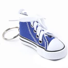 Bonito mini simulação sapatos de lona chaveiro para mulheres menina lembrança presente saco titular chave acessórios jóias