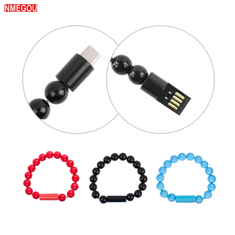 USB Charging Bracelet Beads Charging Cable Portable USB Phone Charger