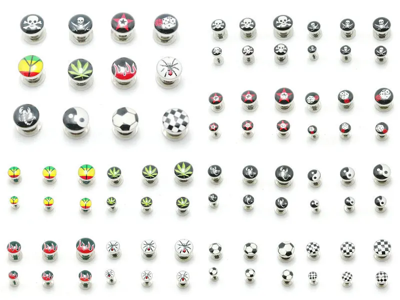 144pcs skull star fire spider checker yinyang scorpion 12 designs size 14 gauges