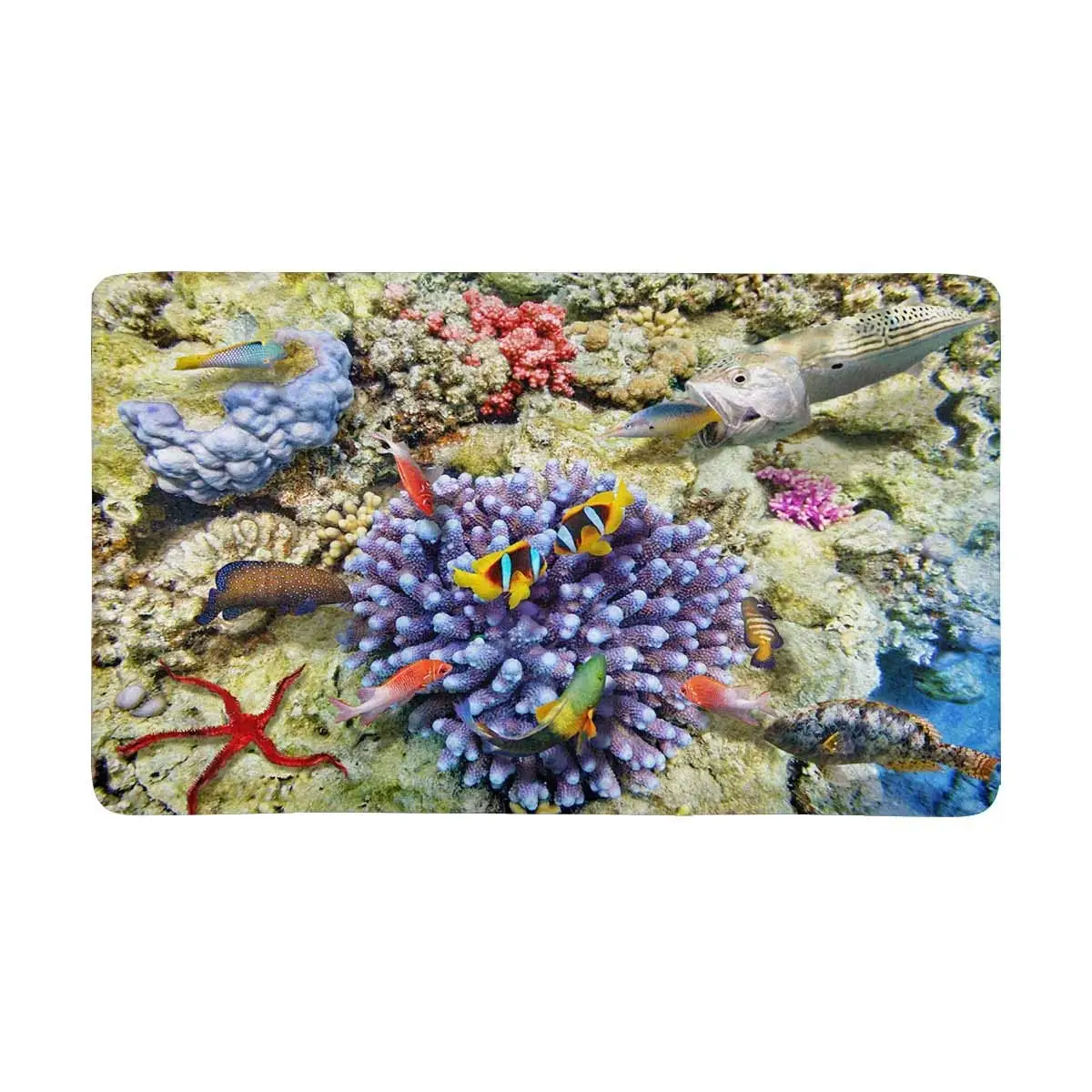 Underwater World with Corals and Tropical Fish Front Door Mat
