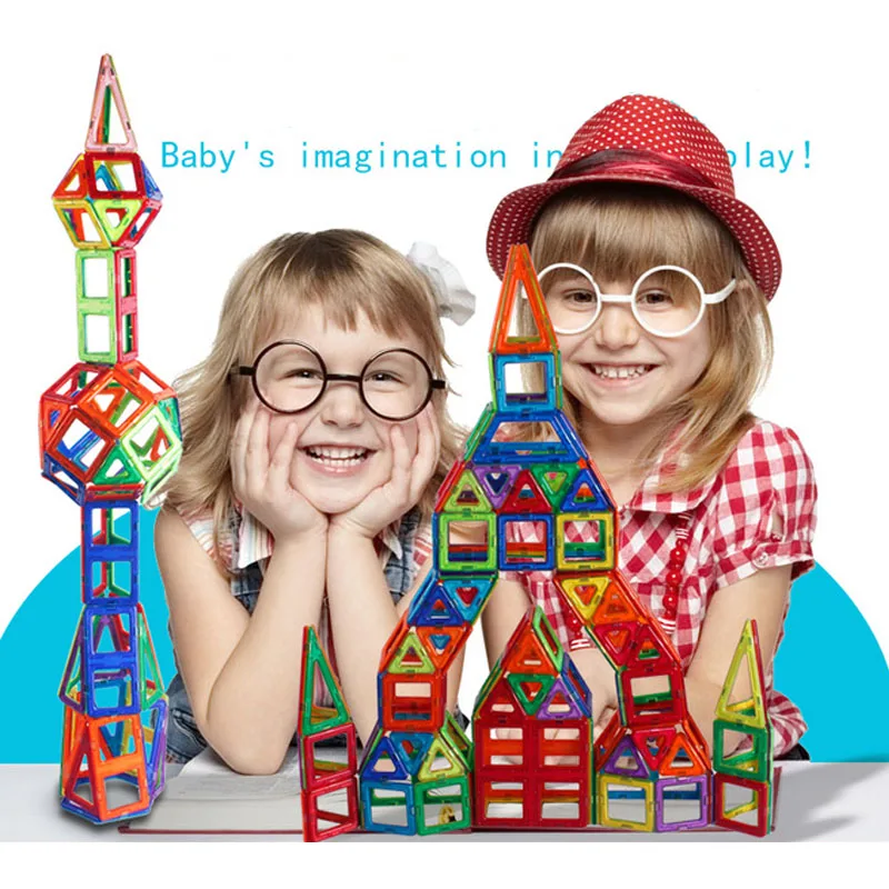 

100PCS Building Blocks Magnetic construction magnetic Designer Toys For Kids model build kits Magnetic Building Blocks