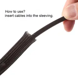 20 футов Длина 1 "25,4 мм черный Flexo PET расширяемый плетеный кабель Sleeving для защиты кабеля носки