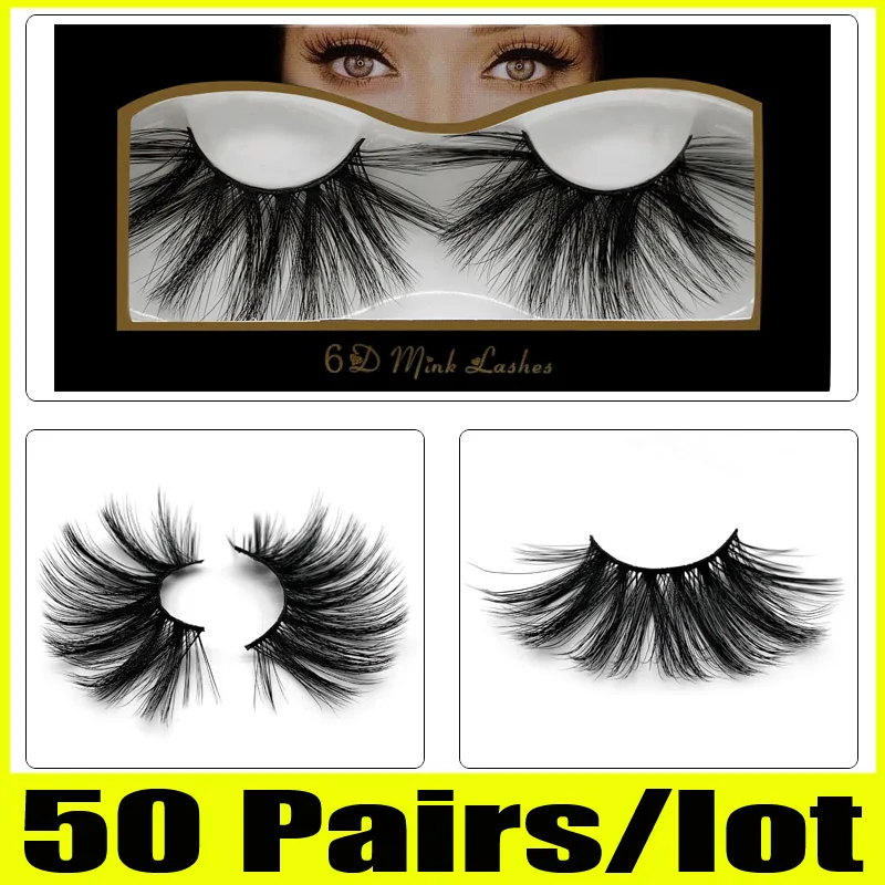 

50 Pairs 25mm Lashes Wholesale 25 mm False Eyelashes Thick Strip 25mm 3D Mink Lashes Makeup Dramatic Long Mink Lashes 6d-07