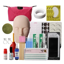 19 в 1 тренировочный Комплект ресниц, накладные ресницы для наращивания, Прививка, практичный завиток, пинцет, набор инструментов, сумка для прививки ресниц