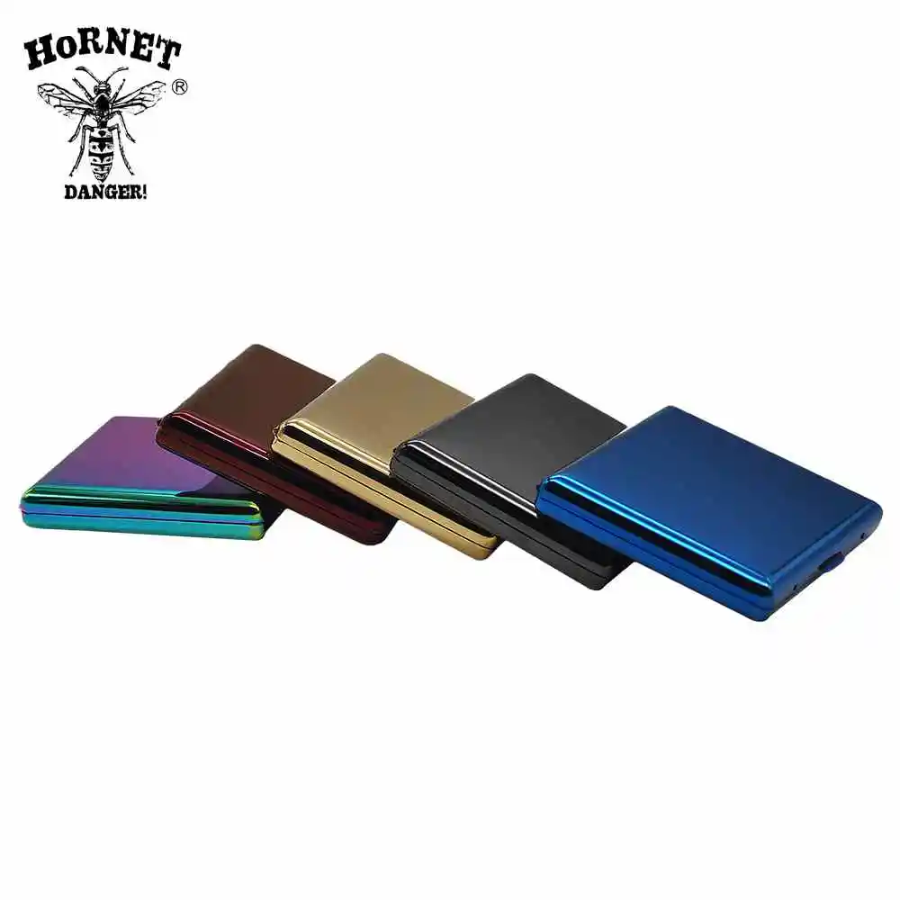 

[HORNET] Metal Ice Rainbow Color Cigarette Case (90x80MM) Holding 20 Regular Size Cigarettes (85mm*8mm) Tobacco Box With 2 Clips
