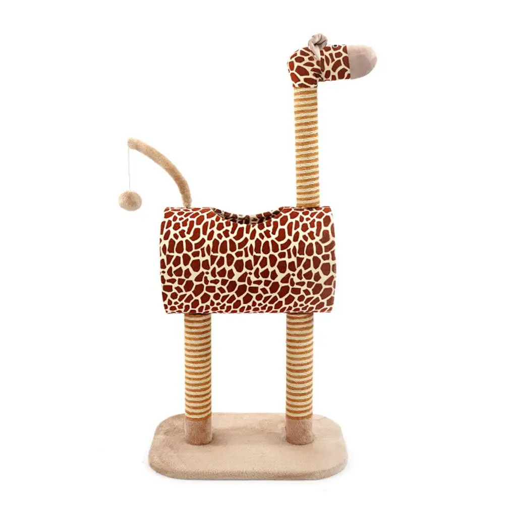 

MeterMall 2019 Cute Giraffe Shape Cat Tree Climbing House Wooden Kitten Scratching Climbing Jumping Furniture Play Toy With Ball