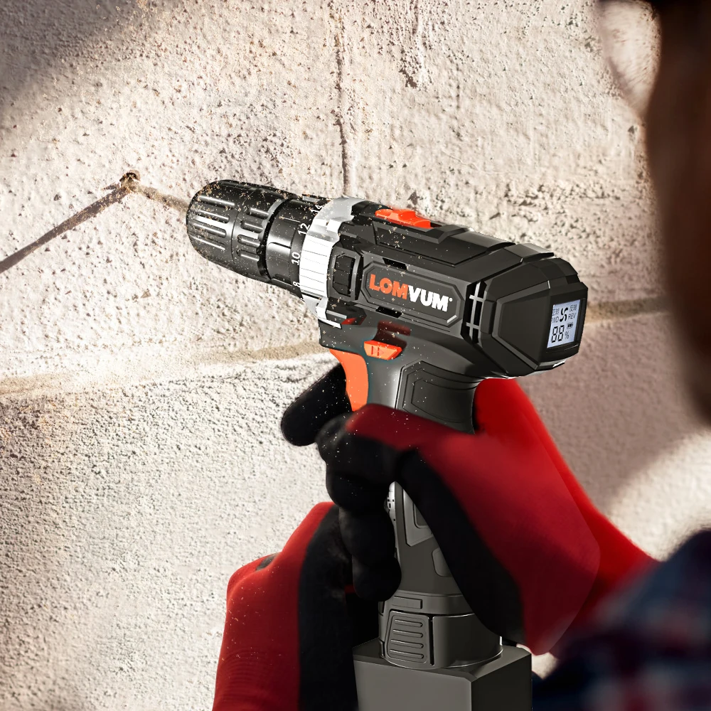LOMVUM Electric Drill Digital Rechargeable