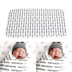 80x60 см Портативный новорожденных Детское одеяло хлопок Письмо печати спальный Обёрточная бумага лист покрывало Swaddler Одеяло