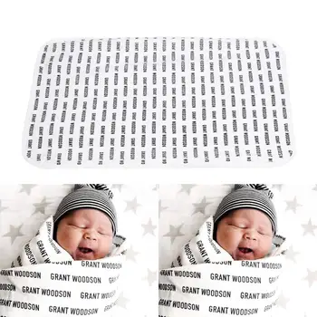 

80x60cm Portable Newborn Baby Blanket Cotton Letter Print Sleeping Wrap Sheet Cover Bed Swaddler Blanket