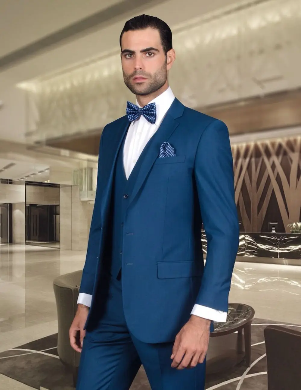 New Arrival Wool Blend Suits Trim Fit Navy Blue Men Wedding Suit New Arrival Wool Blend Suits Trim Fit Navy Blue Men Wedding Suit Groom Tuxedo Best Formal Business Wears Jacket Pants Vest In From S