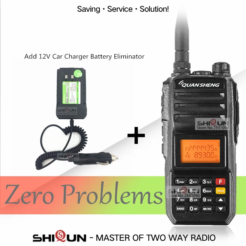 Рация 10 км QuanSheng TG-UV2 Plus 10 Вт дальняя рация 10 км 4000 мАч радио 10 км vhf uhf двухдиапазонный голосовой скремблер - Цвет: Add 12V Car Charger