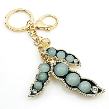 

JINGLANG Fashion Gold Color Metal Lobster Clasp Key Rings Dangle Opal Bean Charms Keychains For Women Handbag Pendants Jewelry