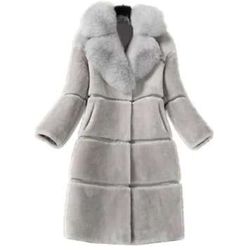 

Parkas Mujer 2019 Fur Coat Winter Women Ladies Long Sleeve Warm Jackets Fashion Faux Mink Fur Coat Female Fox Fur Collar Parka