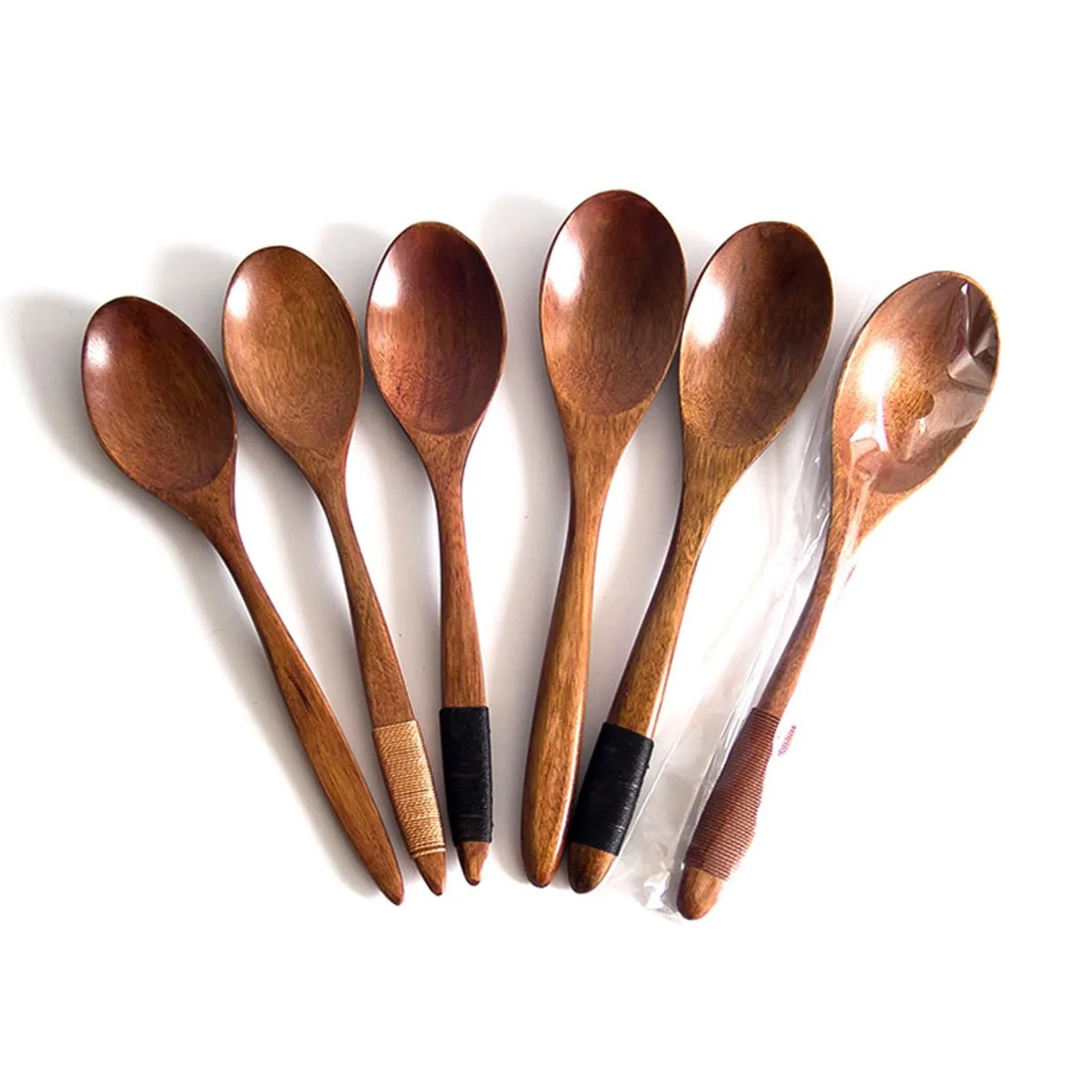 

10PCs/Lot High Quality Natural Wood Spoon Eco-Friendly Tableware Dining Soup Tea Honey Coffee Spoon Kitchen Accessories