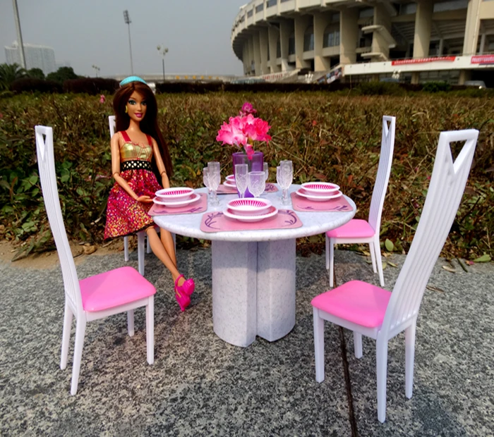 

New style play set for barbie furniture 1/6 bjd bonecas living room tables and chairs doll house accessories Puzzle toys baby