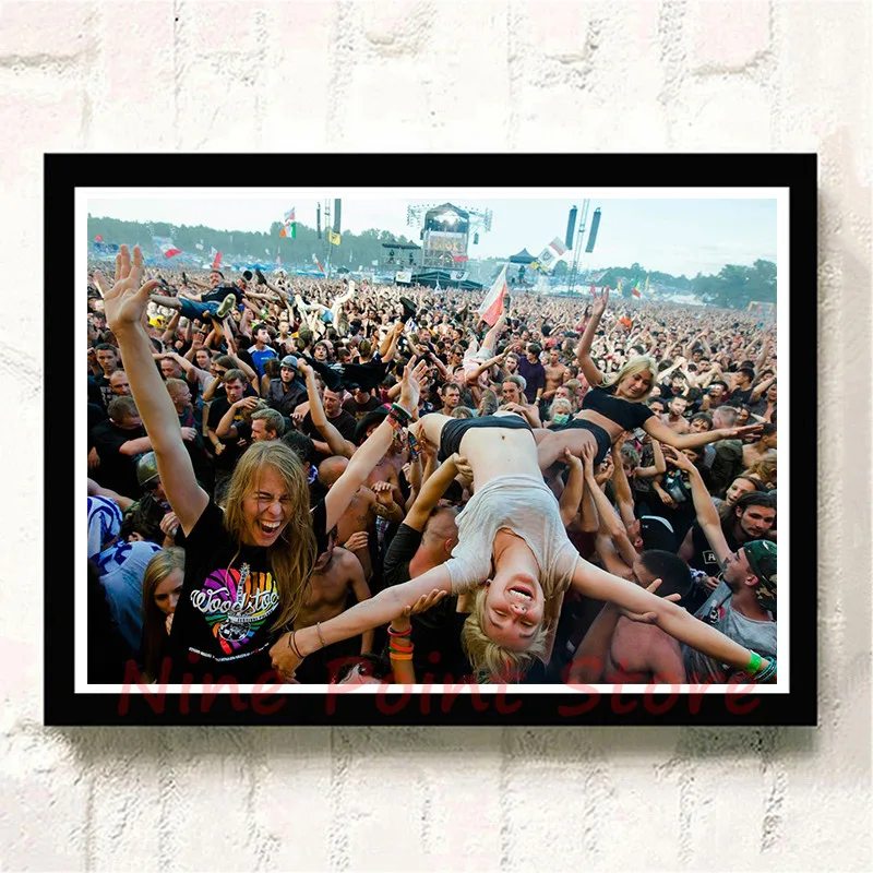 Вудсток рок музыкального фестиваля покрытием Бумага декоративная живопись, плакаты с классическим постером Бумага бескаркасные - Цвет: Лиловый