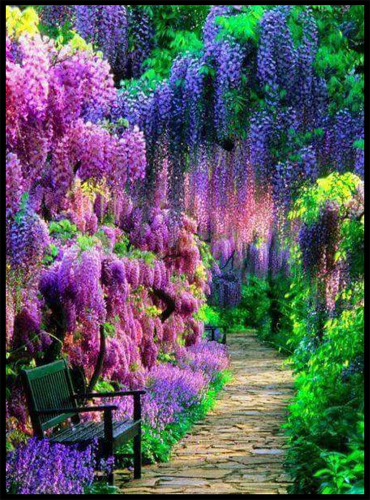 Costura Diy diamante bordado bosque paisaje Natural cubo taladro