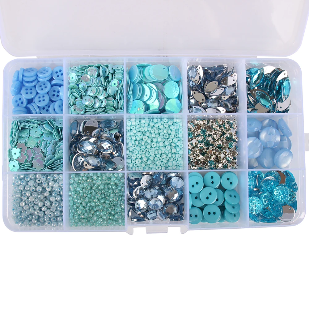 1Box 2-18mm Mixed Shapes Sew On Beads Buttons Sequin Rhinestone Craft For DIY Jewelry Making Garment Dress Shoe Caps Accessories