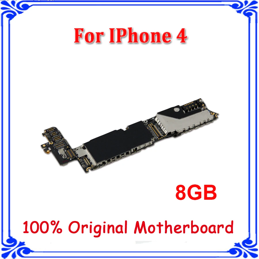 

Unlocked original motherboard for iphone 4 8GB install IOS system with chips logic board main board MB plate