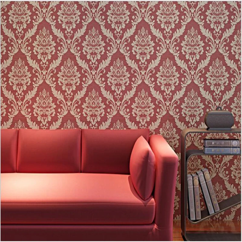 

beibehang Bedroom wallpaper non woven fabric European interior 3D Damascus living room wall wallpaper TV wall