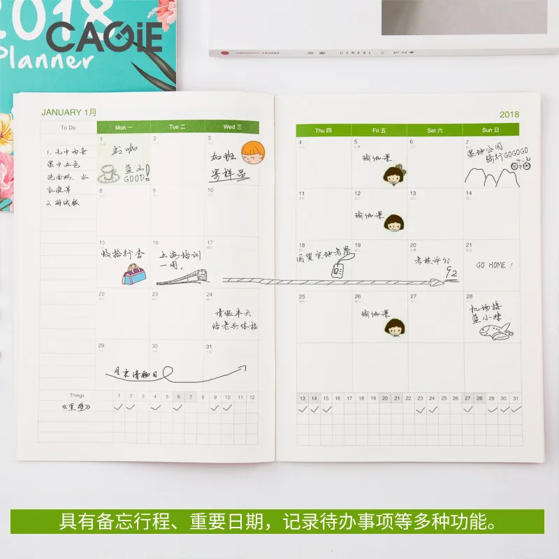 2018 Year New Cute Flowers Calendar Time Organizer Candy School