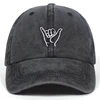 2022 New finger embroidery cap outdoor leisure Washed Baseball Caps Adjustable Hip Hop hat  100%Cotton Women Man  hats ► Photo 1/6