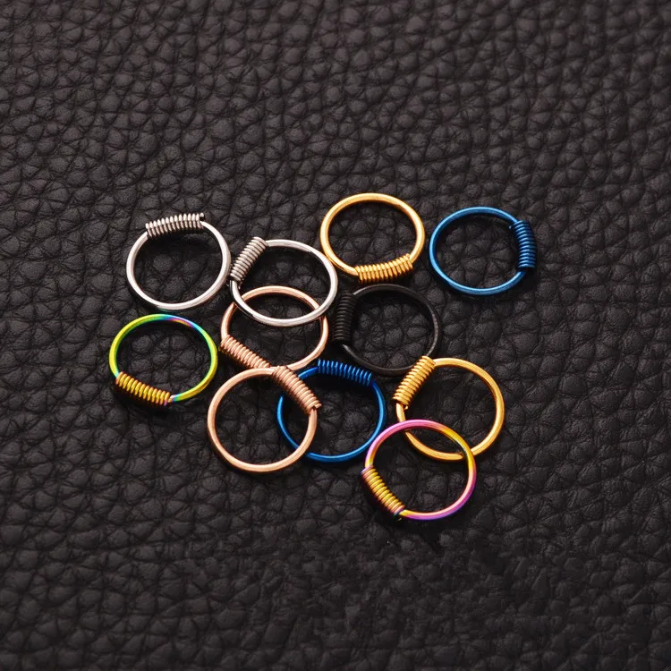 

Fashion Punk Small Hoop Earrings Silver Black Gold Titanium Steel Men Women Round Spring Ends Hoop Huggie Earrings Jewelry
