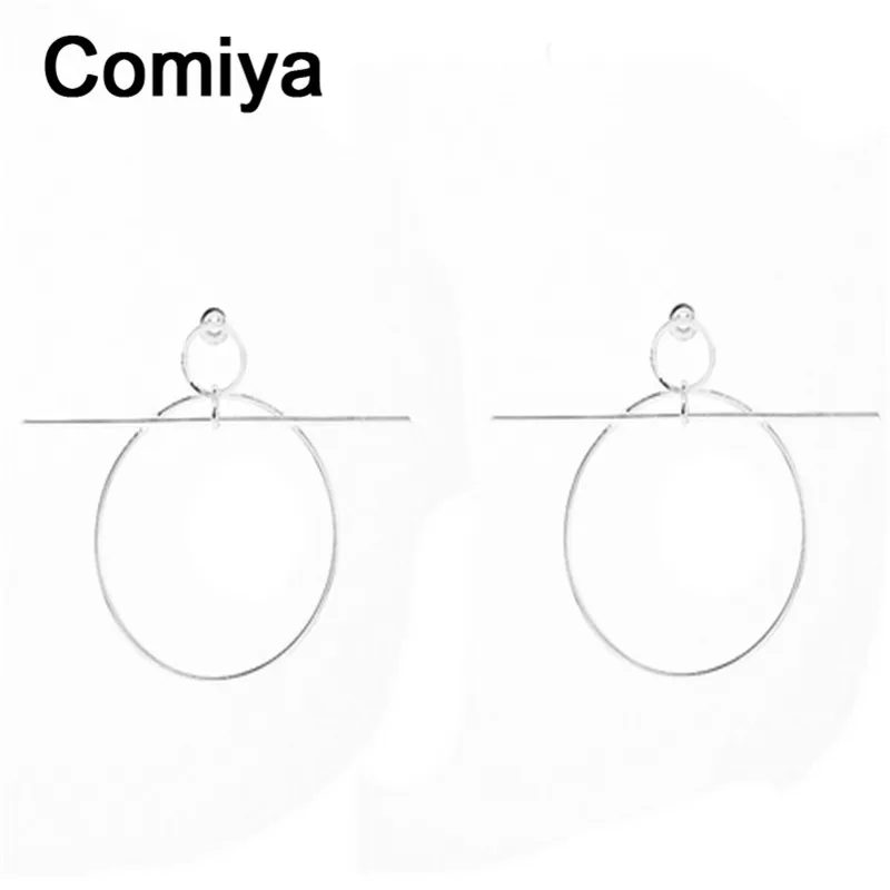 Женские круглые серьги подвески Comiya серебристые и золотистые с круглым кольцом