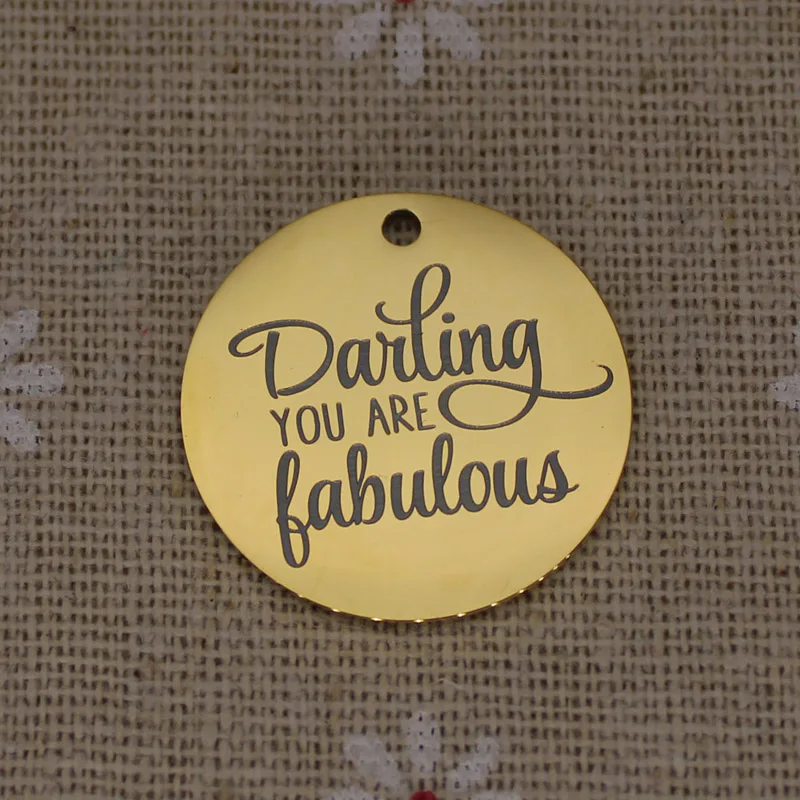 Ladyfun настраиваемые Darling You Are Fabulous Подвеска Шарм круглый парень, девушка муж жена день Святого Валентина подарок