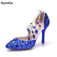 Handmade Wedding Shoes Women Summer Sandals Crystal News Lady Big Size High Heels Princess Shoes Blue Rhinestone Sandal XY-A0087 цена Handmade Wedding Shoes Women Summer Sandals Crystal News Lady Big Size High Heels Princess Shoes Blue Rhinestone Sandal XY-A0087 цены онлайн