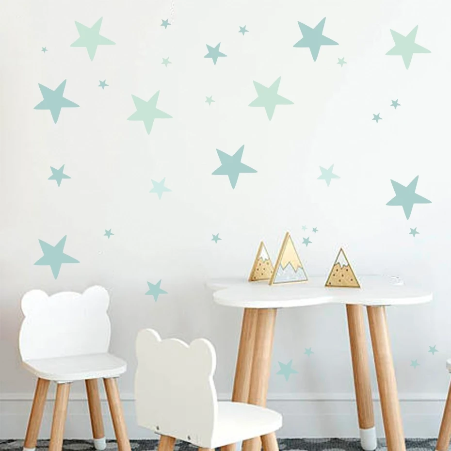 Colorful stars polka dots vinyl wall sticker wall nursery baby room decor art murals removable waterproof wallpaper home decor