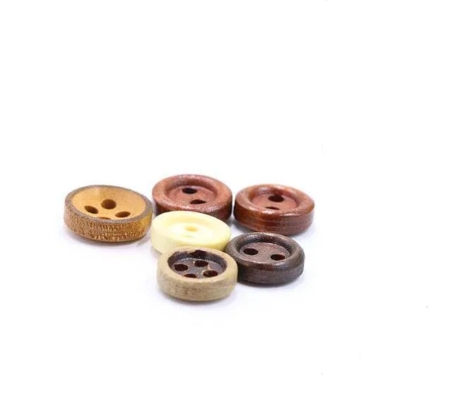 200 шт 10 мм Мини коричневые деревянные пуговицы 4 отверстия Ремесло одеть швейный Декор кнопки
