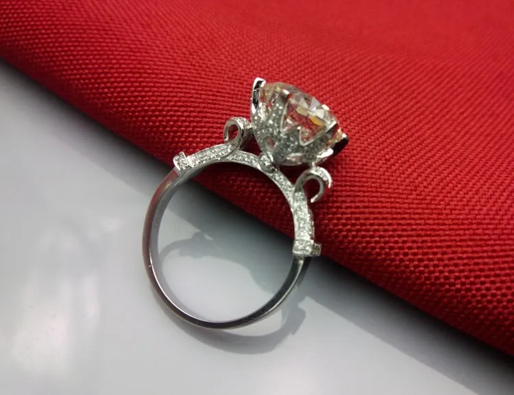 Solid 14K White Gold Au585 Jewel 3Ct Vintage Design Diamond Engagement Ring for Woman Best Party Invitation Accessories