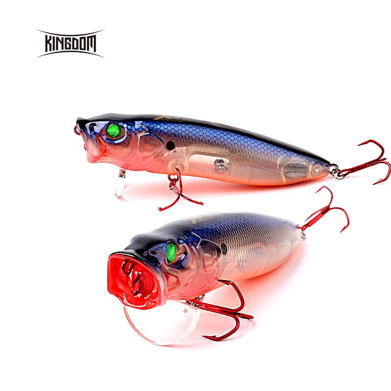 

Kingdom new arrival topwater fishing lure popper switchable tongue plate 70mm 9.5g /90mm 16g/ 110mm 33g six colors model 5367