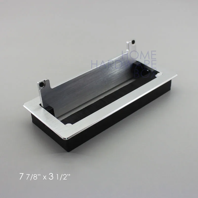 200x90mm aluminum desk wire access grommet satin rectangle table top