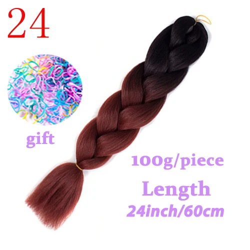 LISI волосы 24 дюйм плетение волос для наращивания Jumbo вязание крючком косы синтетические волосы стиль 100 г/шт. чистый блонд розовый зеленый - Цвет: T1B/красный
