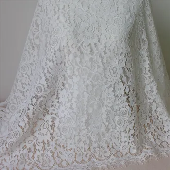 

3 meters/lot Gorgeous White Embroidered Eyelash Lace Fabric Bridal Wedding Fabric 65cm Wide