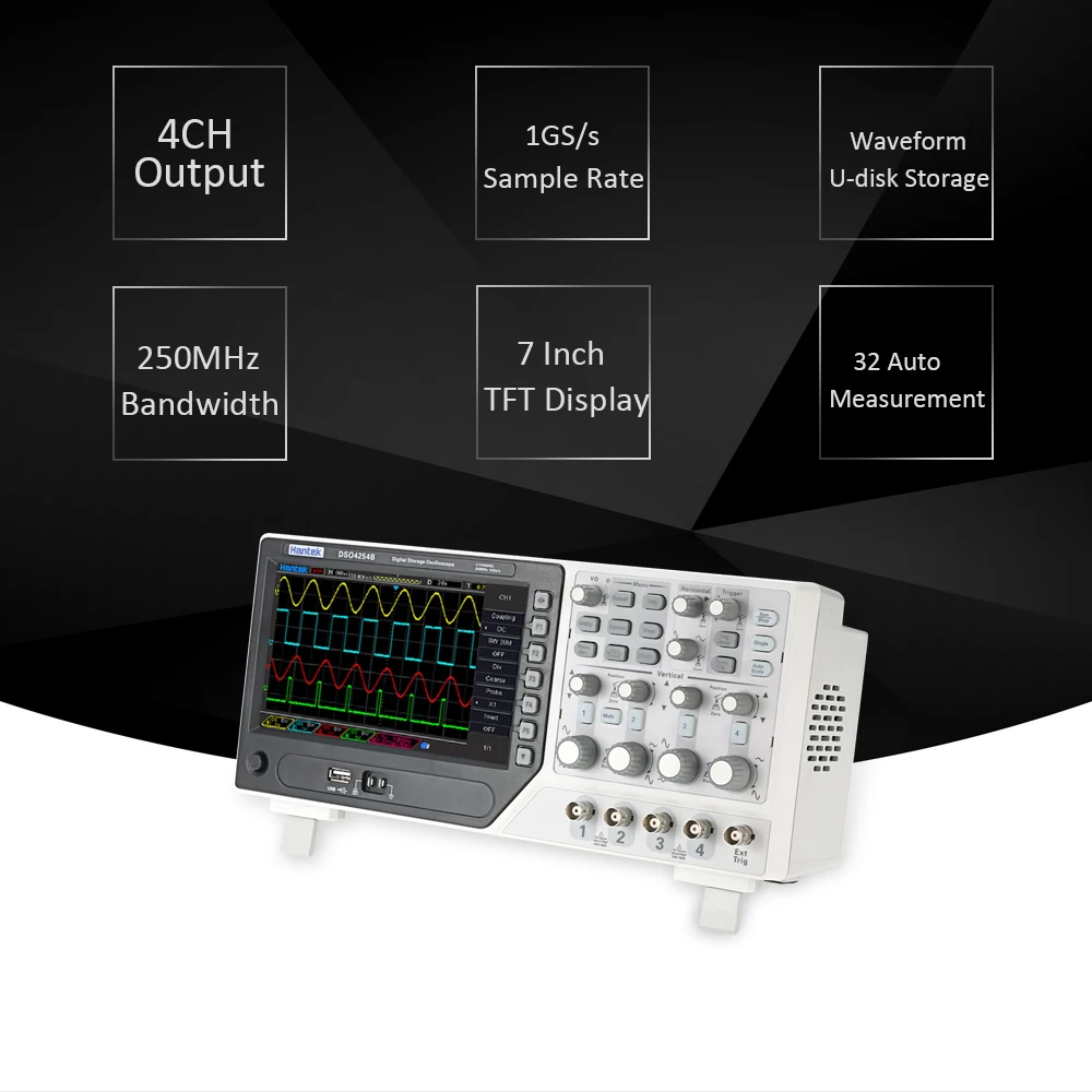 Hantek DSO4254B настольный Тип Цифровой запоминающий осциллограф 4CH usb анализатор