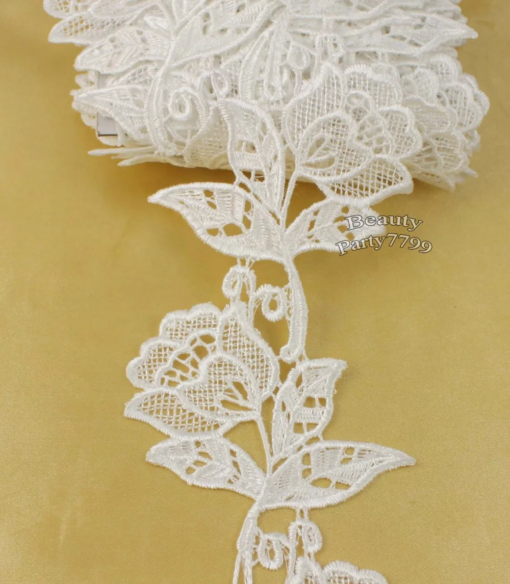 

2yds 90mm Off White Fabric Beautiful Flower Venise Lace Trim Sewing Craft