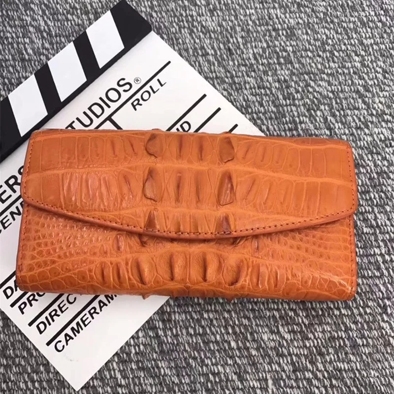 Kapazität Kupplung Echtes Lange Halter Dame Frauen purpurrot Geldbörse Brieftasche Schwarzes Leder Krokodil Karte Alligator grün Weibliche weiß rot Große rosa Exotische Echt Haut orange ZwqOOx